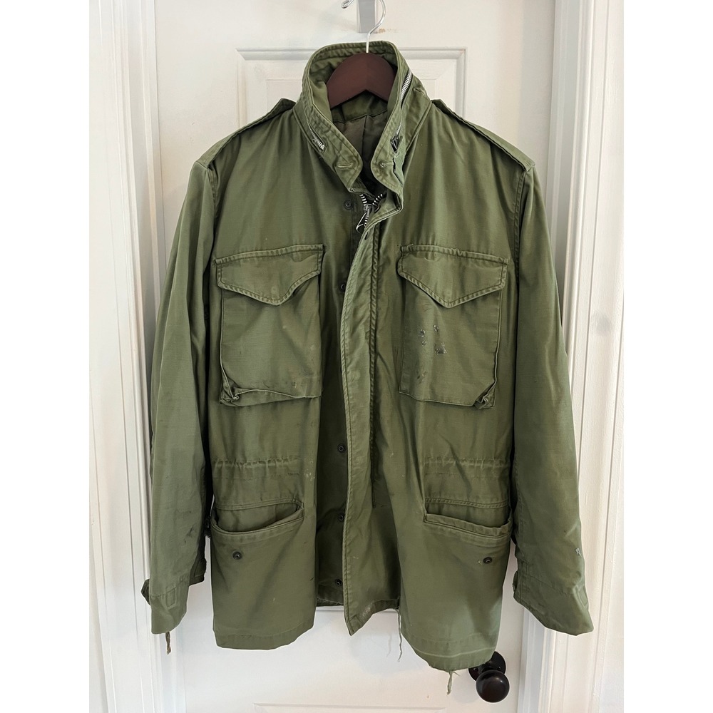Vintage Military M-65 Field Jacket Olive Drab Green Utility Coat OG-107
